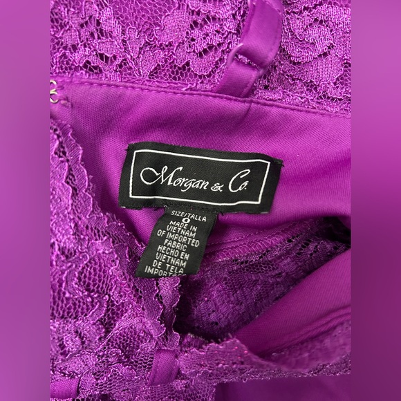 Morgan & Co Women's Juniors Long Lace Corset Prom Dress - Picture 6 of 7